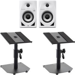 Pioneer DJ DM-40D-W Weiß Studiomonitor Tischstativ Set