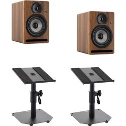 Prodipe Pro 5 V4 Walnussholz Studiomonitor Tischstativ Set