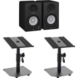 Yamaha HS4 BL Studiomonitor Tischstativ Set
