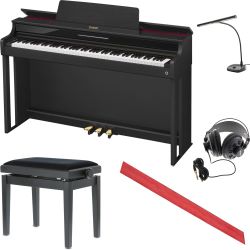 Casio AP-550 BK Celviano Digitalpiano + Pianobank + Pianoleuchte + Tastenläufer