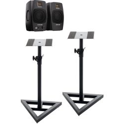 ADAM Audio D3V Schwarz +  Studio Monitor Ständer Paar