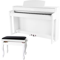 GEWA UP-395 Digitalpiano Weiß matt + Deluxe Klavierbank-Set Made in Germany