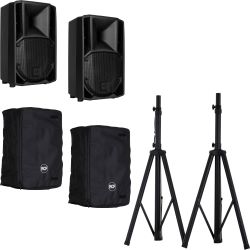 RCF ART 712-A MK V Doppelpack + Schutzhüllen + Lautsprecherstative
