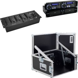 KORN DJ Basic Rack Set - DJ Mixer + Doppel CD Player + Winkelrack