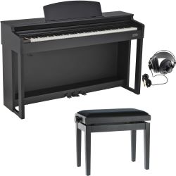 Gewa UP 540 Digitalpiano black + Pianobank + Kopfhörer