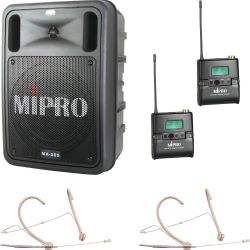 Mipro MA-505 R2 Akku-PA-System 823–832 MHz mit Doppelempfänger + 2x Headset