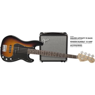 Fender Squier Precision Affinity Series Bass Guitar Set - Shine