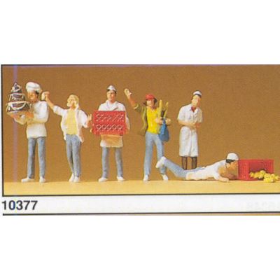 Preiser 10377 Bäckerei Figuren Set - H0 1:87 Für Modellbahn Diorama