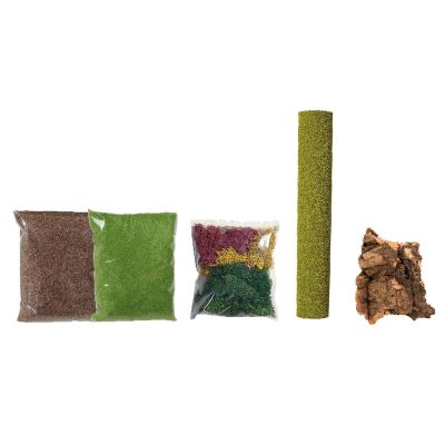 NOCH 60803 miniature scenery starter set with grass mat, scatter material, decorative moss and cork rock