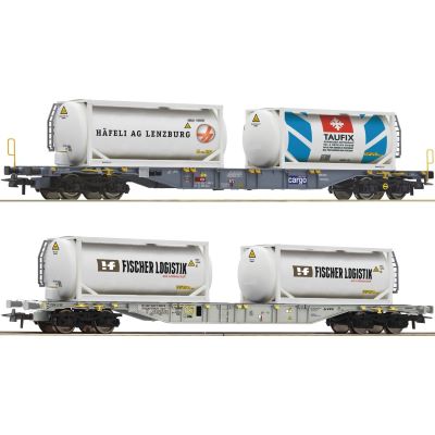 Roco 6600231 H0 2er Set Containertragwagen Sgns Tankcontainer SBB Cargo